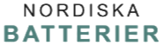 Nordiska batterier logotyp i svart och grön text.
